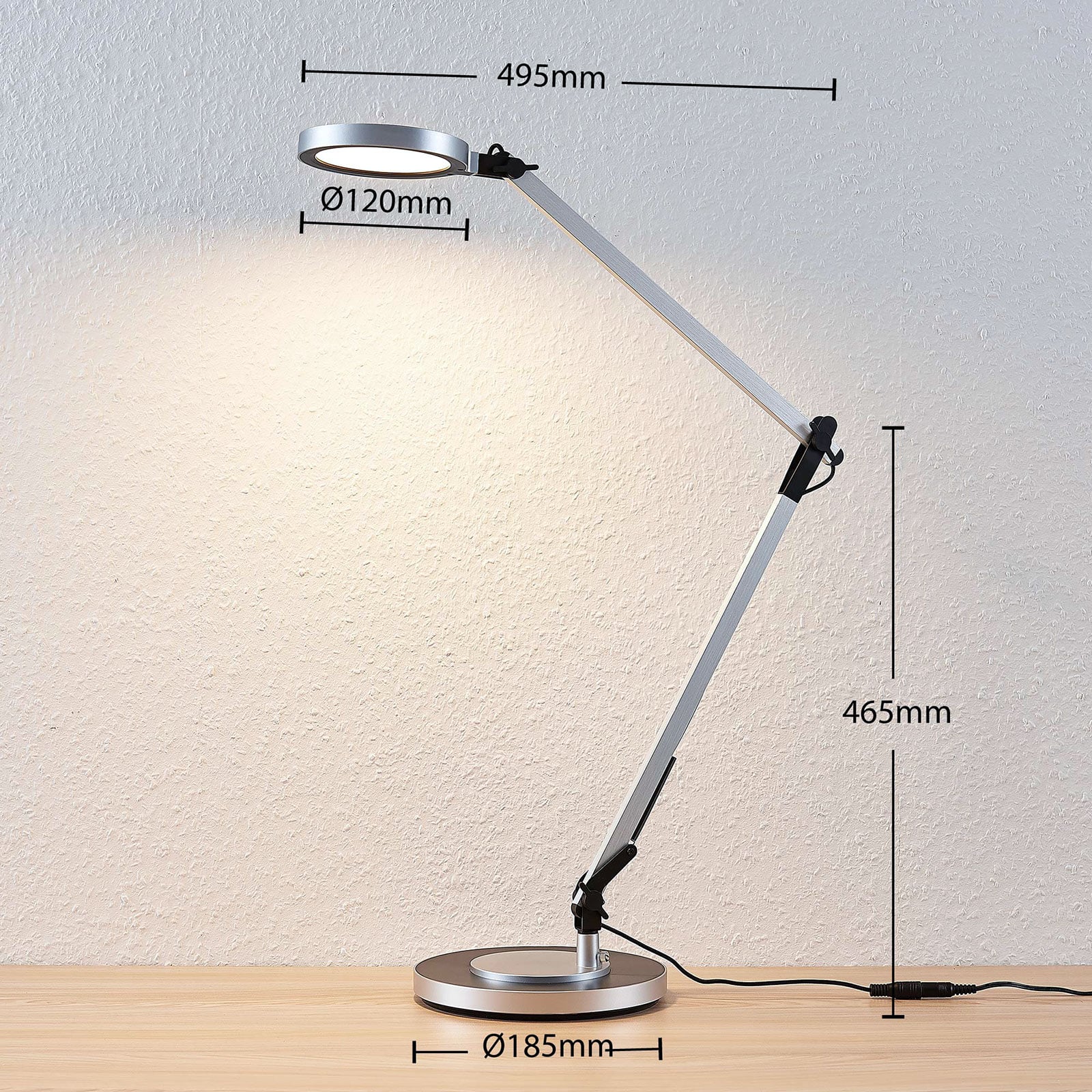 Lindby LED Tischlampe Rilana dimmbar höhenverstellbar silber schwarz 46,5cm - 4251096559484