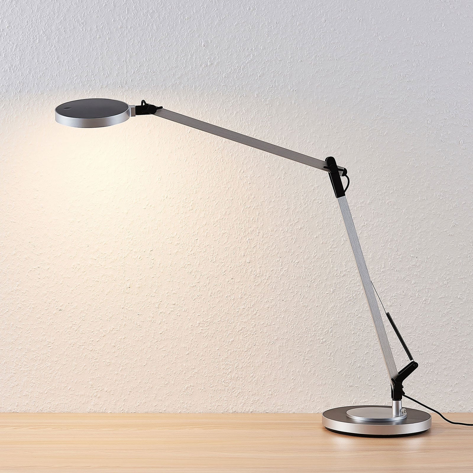 Lindby LED Tischlampe Rilana dimmbar höhenverstellbar silber schwarz 46,5cm - 4251096559484