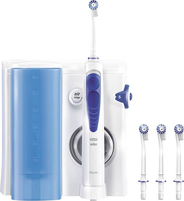 Braun Oral-B Munddusche Mundhygiene Health Center Oxyjet Weiß Blau akkubetrieben
