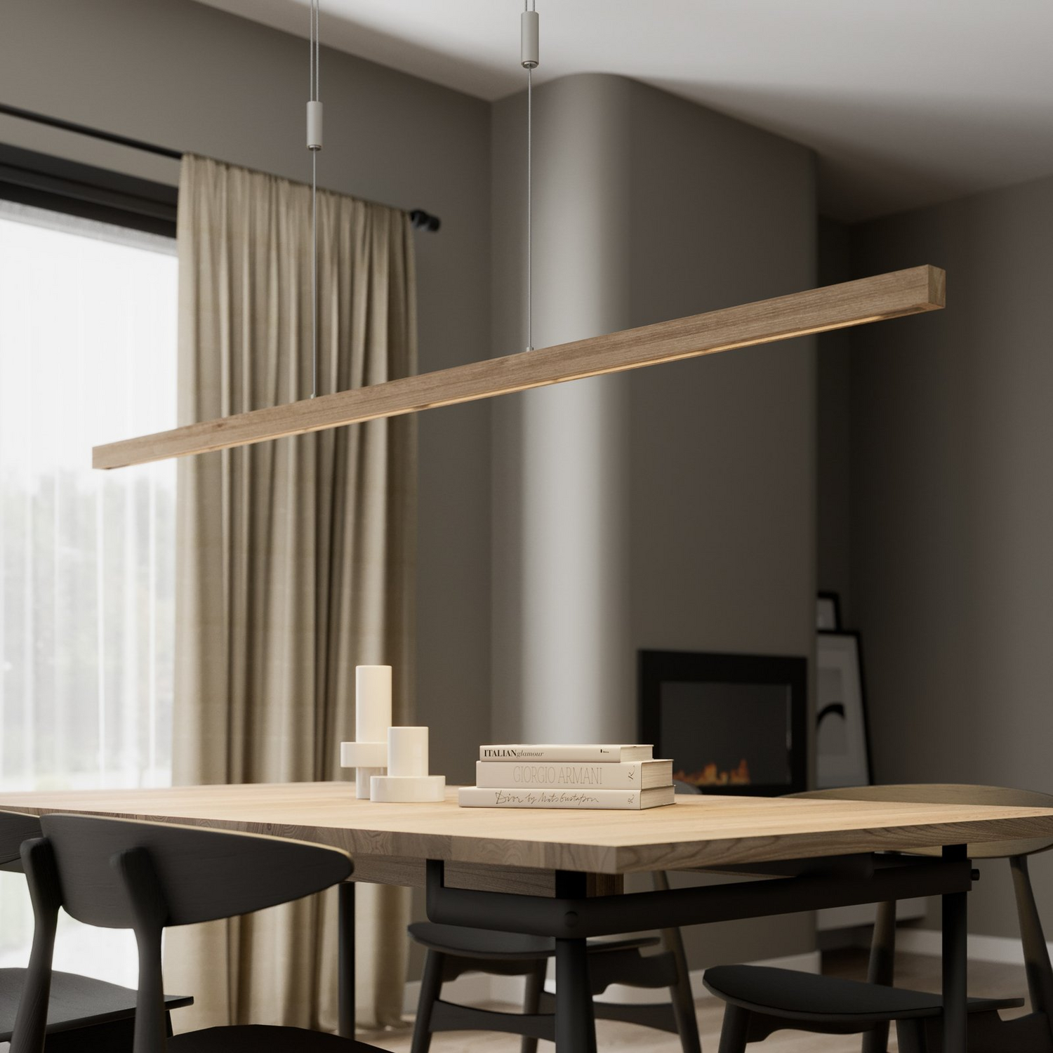 Rothfels Eichenholz Led Balkenpendelleuchte Deckenlampe Deckenleuchte Nora 15643 B-Ware