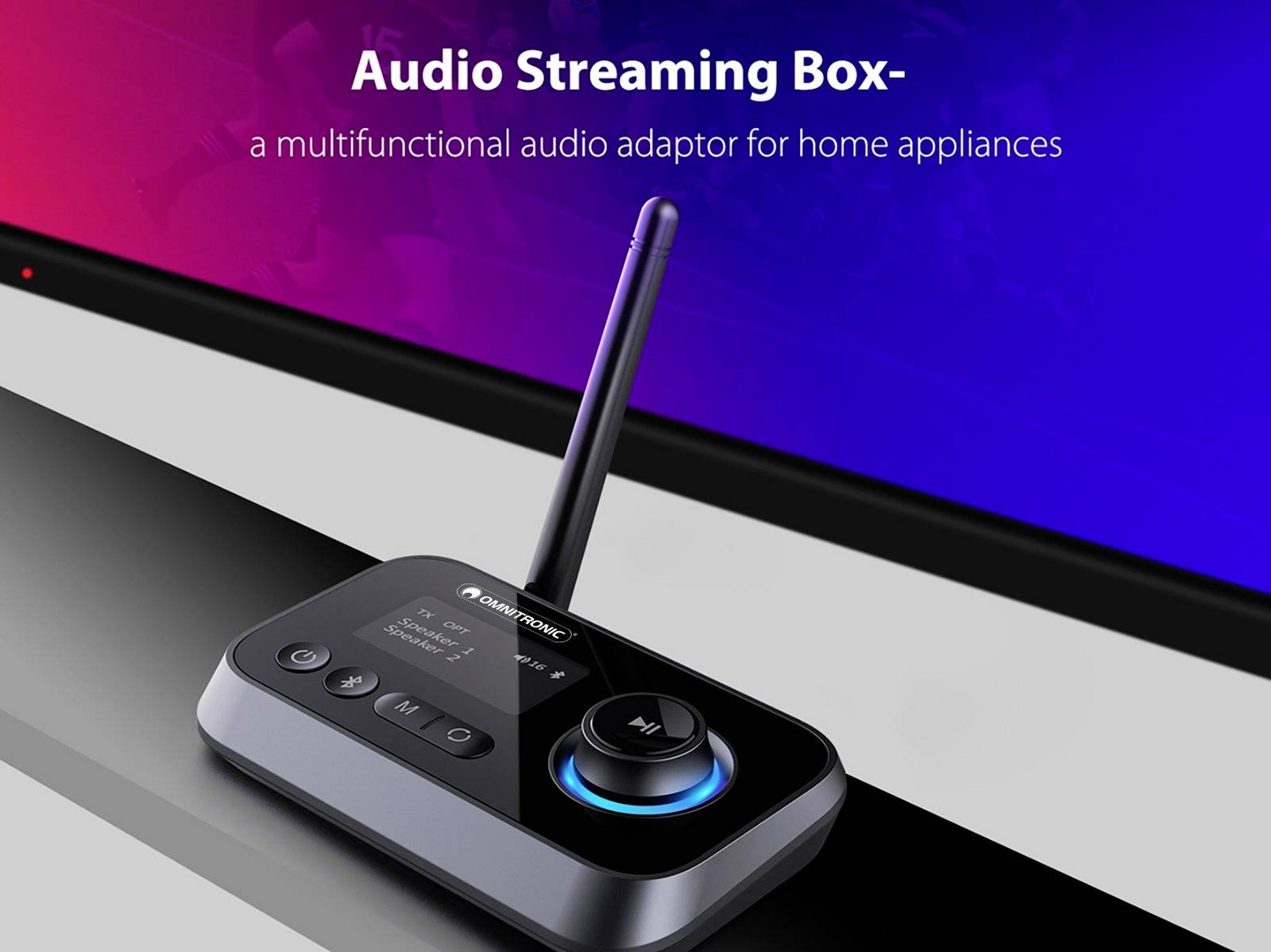Émetteur-récepteur audio Bluetooth Omnitronic BDT 5.0, portée 30 m, produit d'occasion. 