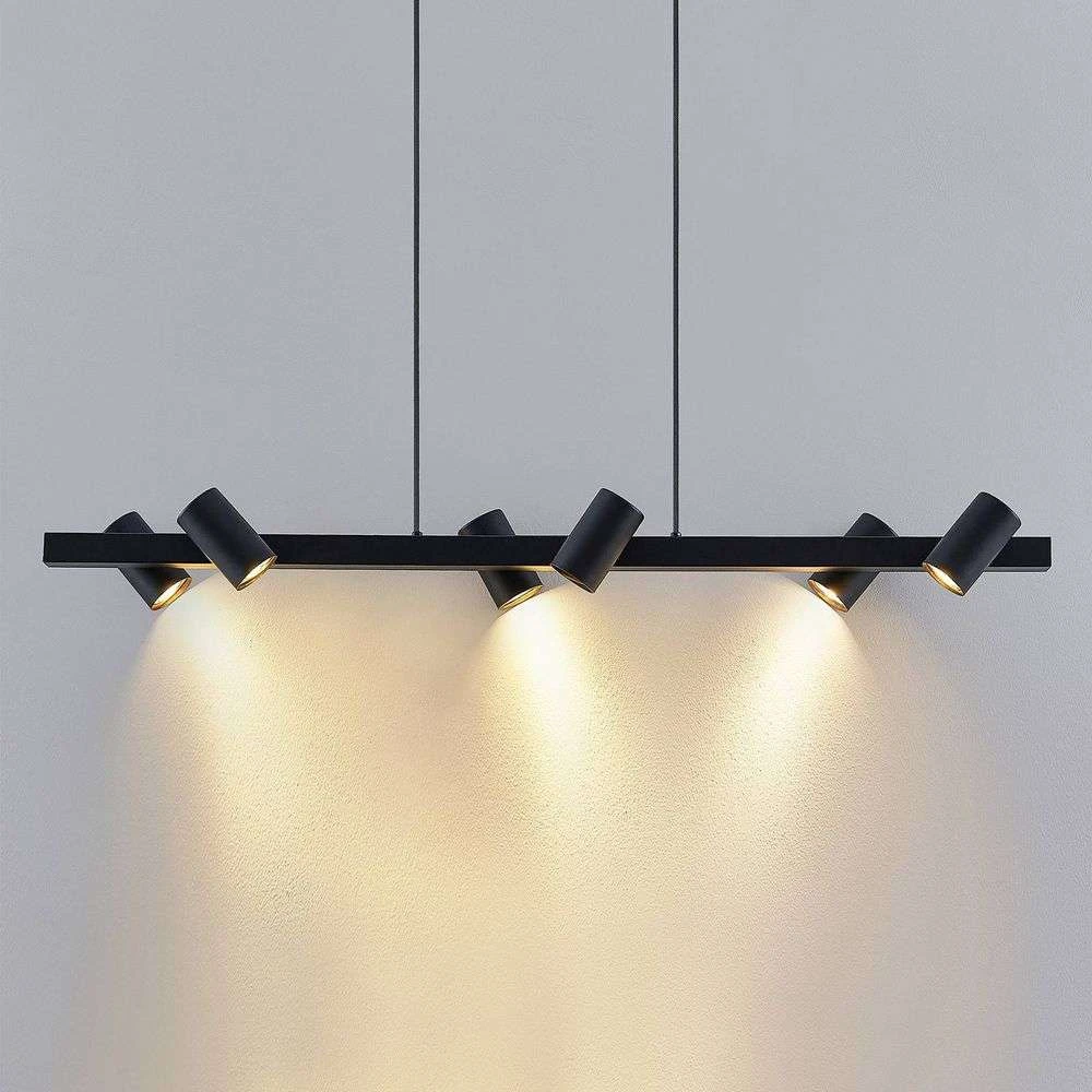 B-Ware Lindby Hängeleuchte Pendelleuchte Savoli Leuchte Schwarz Stahl Metall 6 Flammig