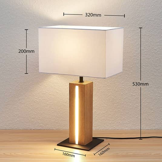 Lindby Stoff Tischlampe Garry Tischlampe Schreibtischlampe Leuchte Holzgestell B-Ware