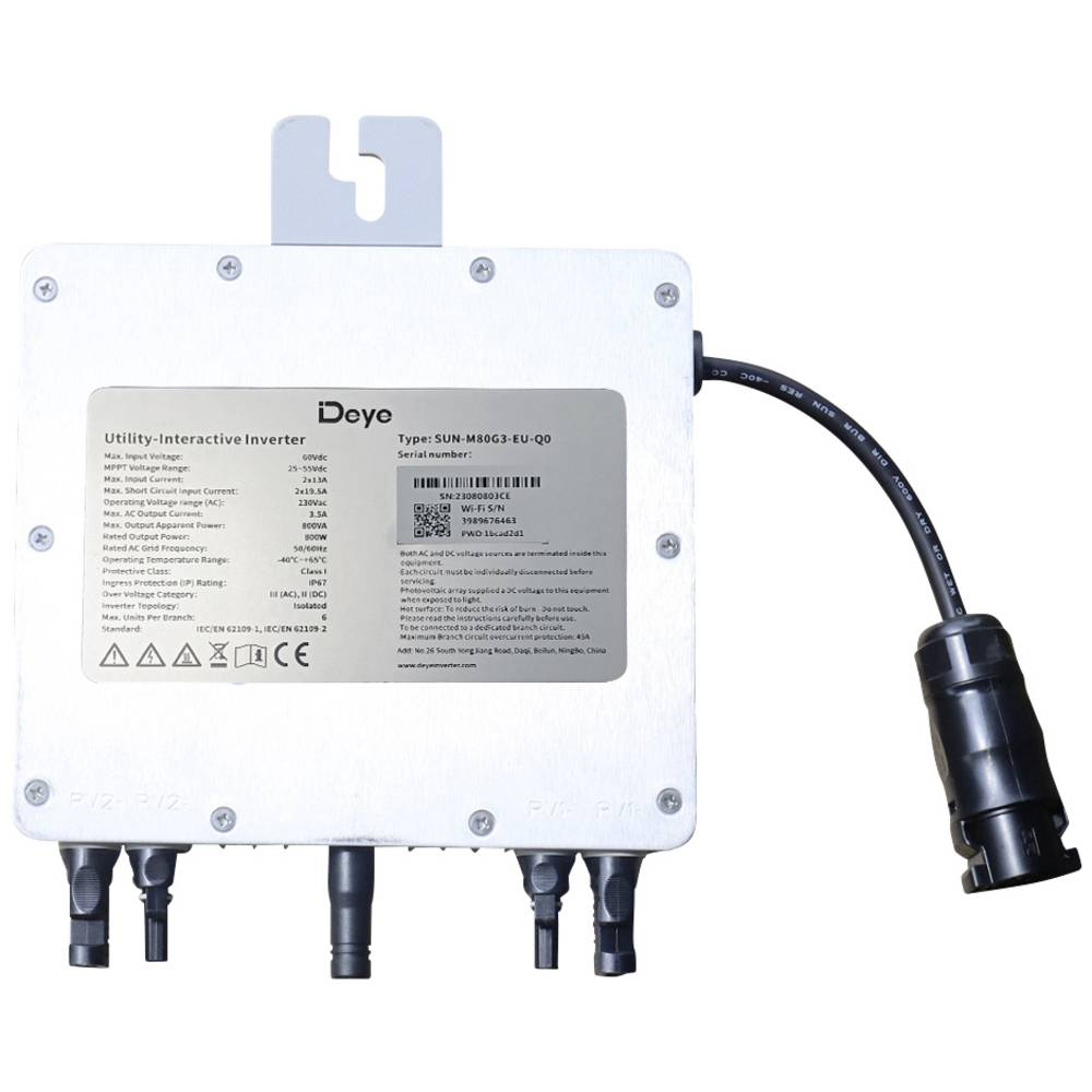 Deye Microwechselrichter Sun M80 G3 Eu Q0 800 W 60 V   230 V/Ac 800 W Wechselrichter B-Ware