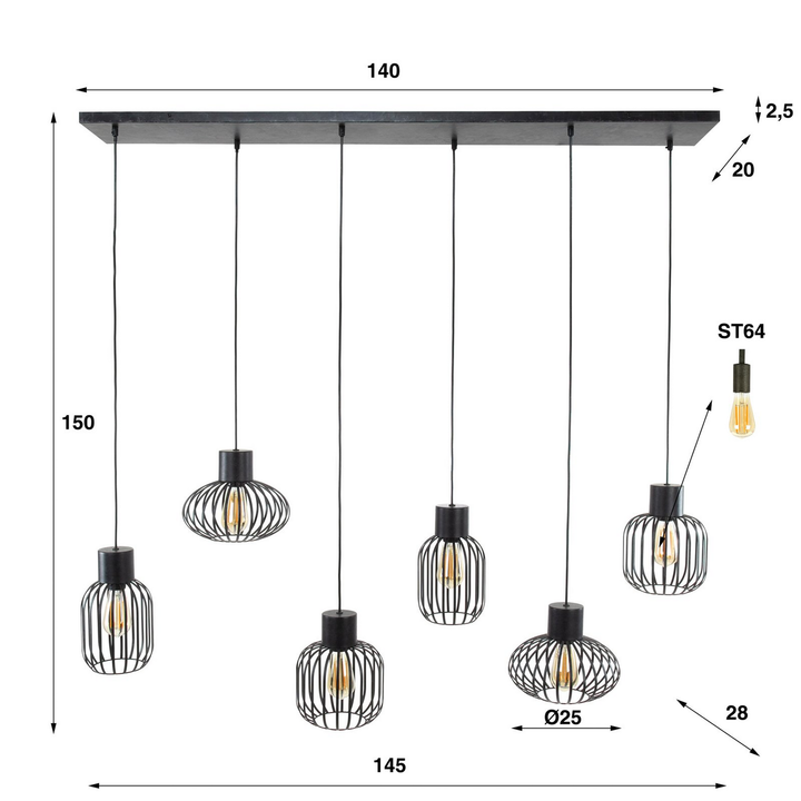 Prison Hängelampe Hängeleuchte Lampe Leuchte Pendellampe Pendelleuchte Licht B-Ware - 8713244078354