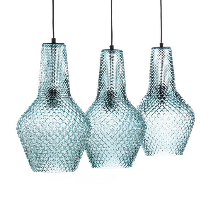 Lindby Hängeleuchte Drakar hellblau Glas Ø 25 cm Deckenlampe Lampe Leuchte Spot