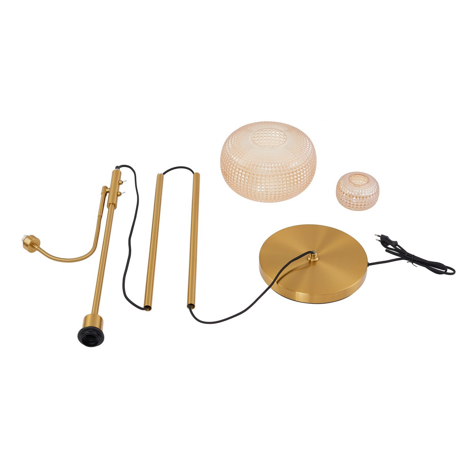 B-Ware Lindby Stehleuchte Aliette Stehlampe Standleuchte E27 Gold/Amber Glas Leselicht