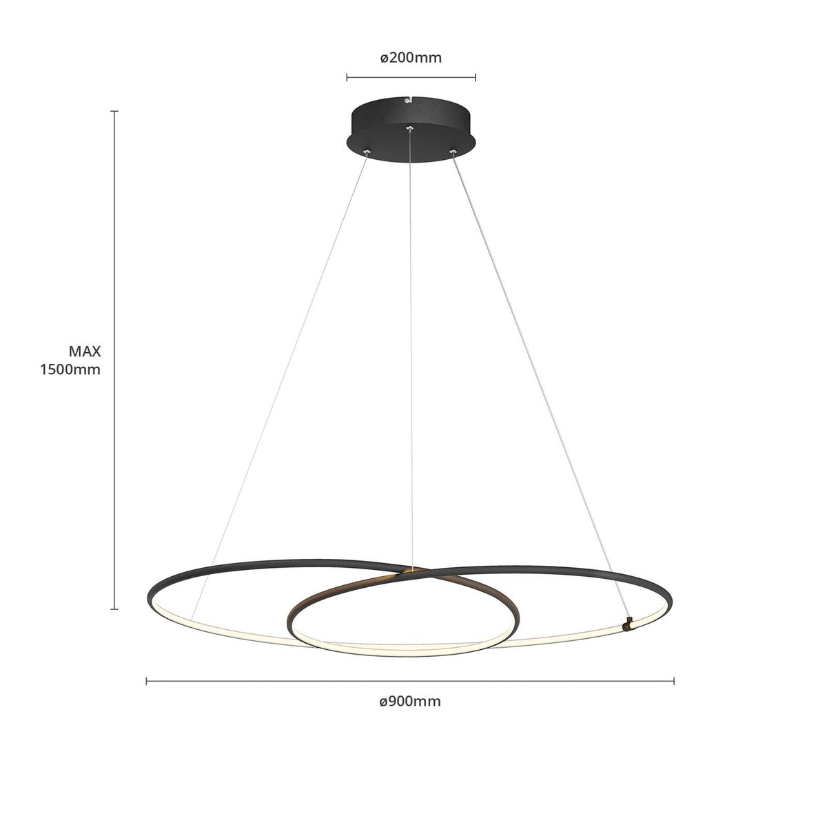 Lindby Lucy LED-Hängeleuchte Hängeleuchte Deckenlampe Lampe 37W Ø 90cm schwarz - 4251096563818