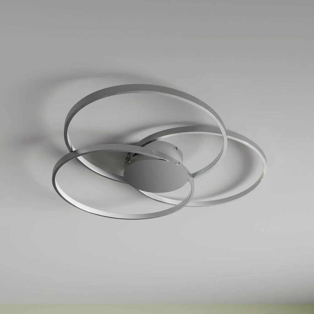 Plafonnier LED Lindby Riley de catégorie B, à intensité variable, en aluminium, 40 W, ø 80 cm