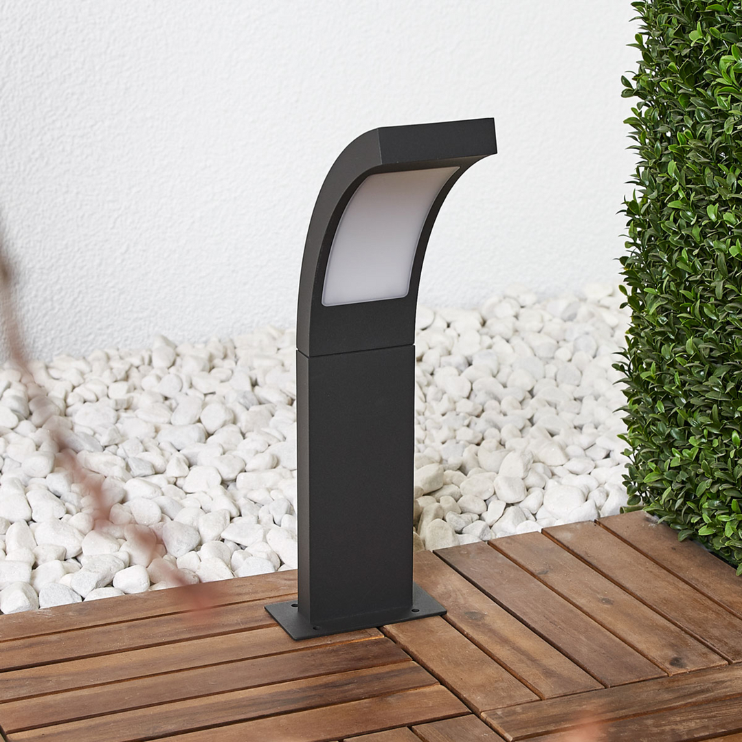 Lucande Moderne LED-Sockelleuchte Juvia Wegeleuchte Gartenlampe in Grafitgrau