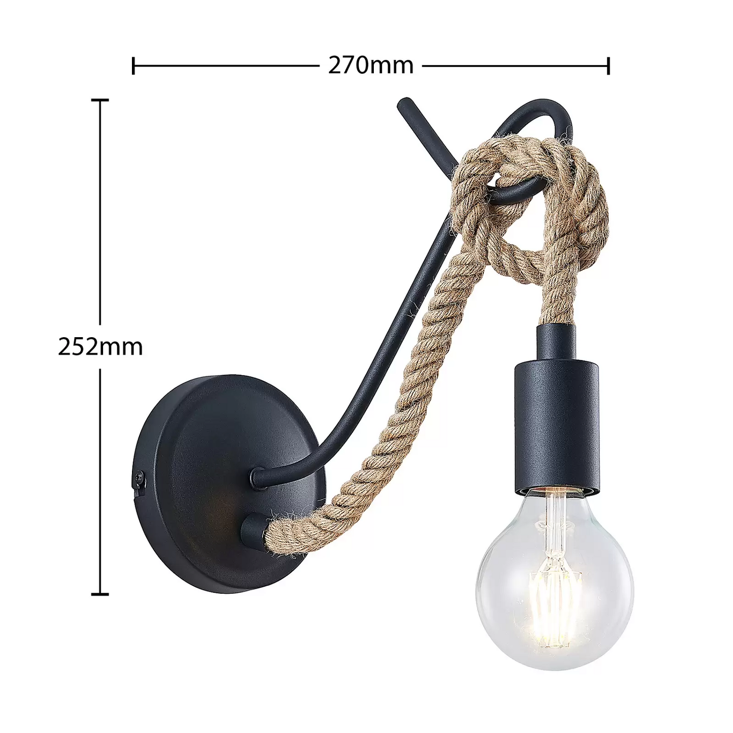 B-Ware Lucande Ropina Wandleuchte Mit Hanfseil Wandlampe Lampe Leuchte Wohnzimmerlampe