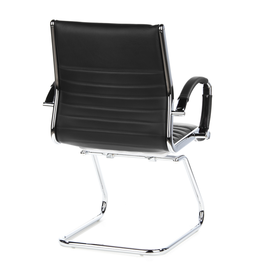 hjh OFFICE Konferenzstuhl Freischwinger Stuhl PARMA V Sitz Leder schwarz Chrom