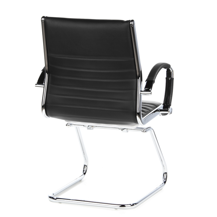 hjh OFFICE Konferenzstuhl Freischwinger Stuhl PARMA V Sitz Leder schwarz Chrom