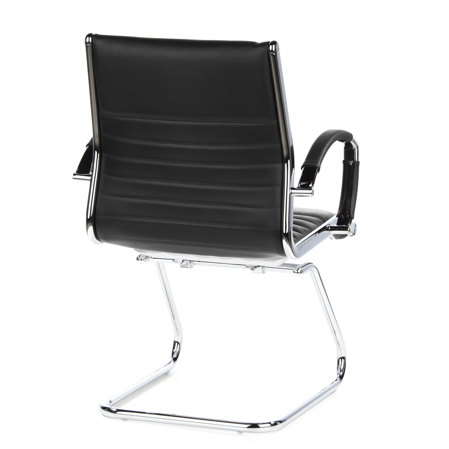 B-Ware Hjh Office Konferenzstuhl Freischwinger Stuhl Parma V Sitz Leder Schwarz Ch64
