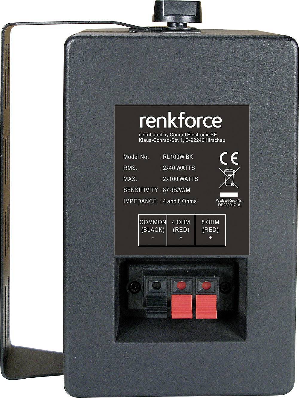 Renkforce RL 1 Paar BK Regallautsprecher Lautsprecher Boxen Schwarz RL100W