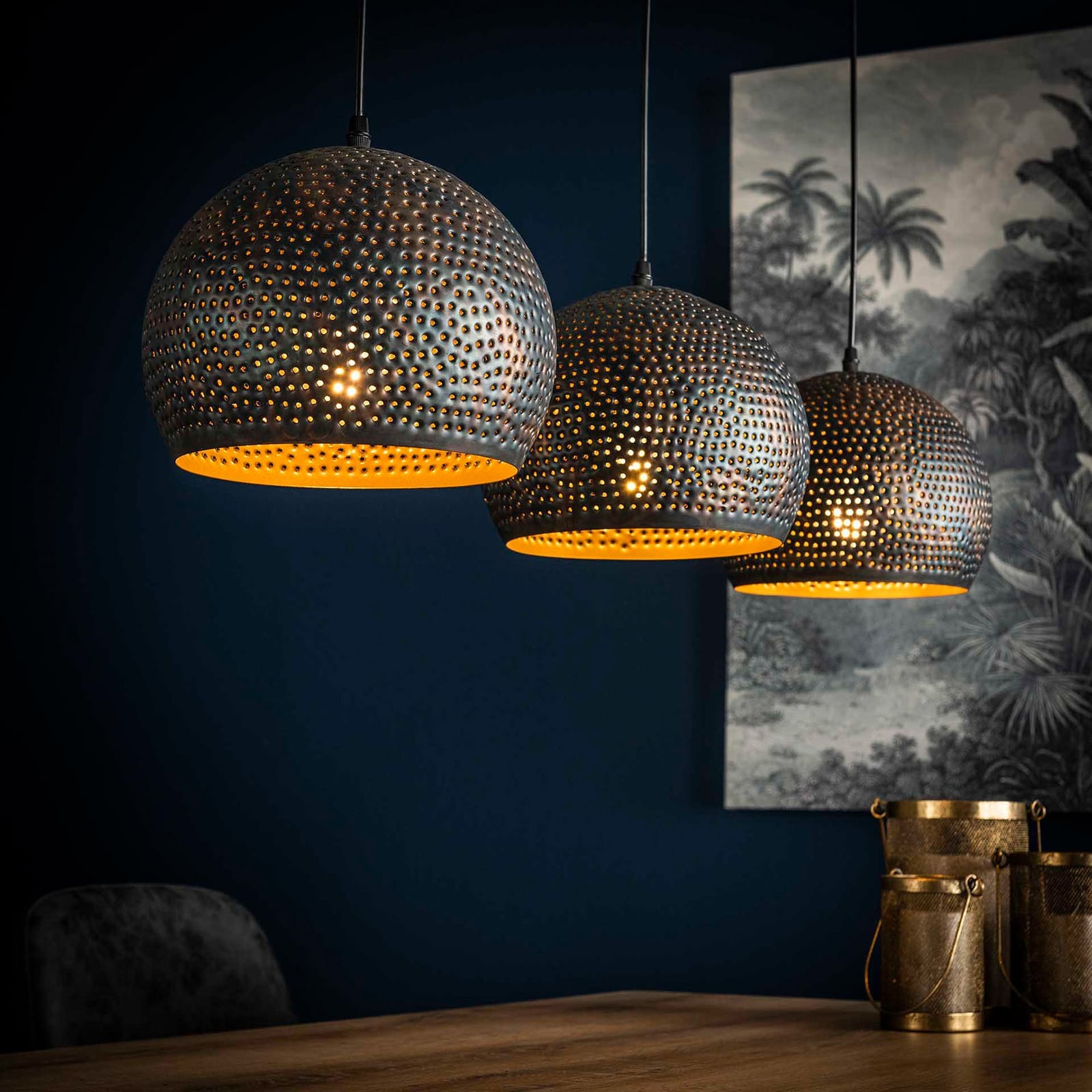 Hängeleuchte Punchray 3-flammig dimmbar Pendelleuchte Lampe schwarz braun - 8713244080982