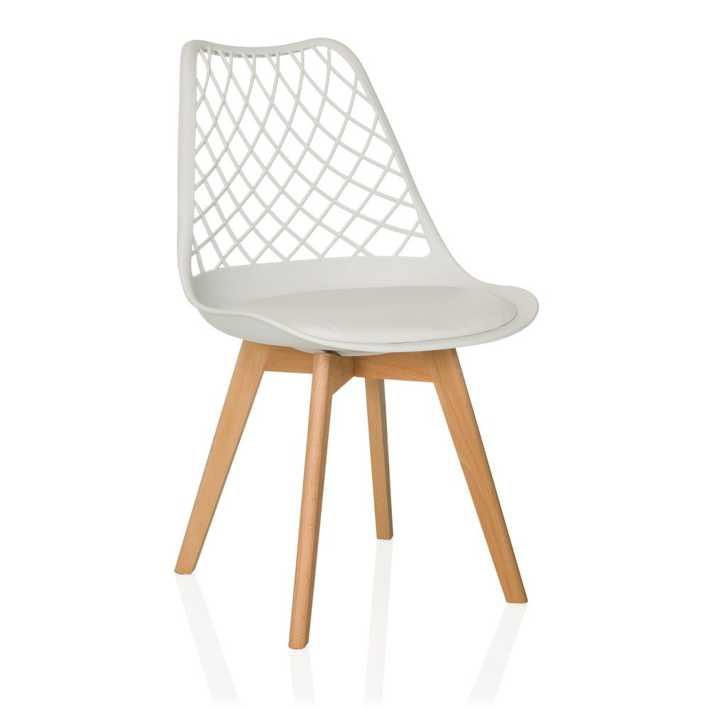 Hjh Living Scandi Hol Schalenstuhl Esszimmerstuhl Stuhl Weiß Holz Esszimmer B-Ware - 991202