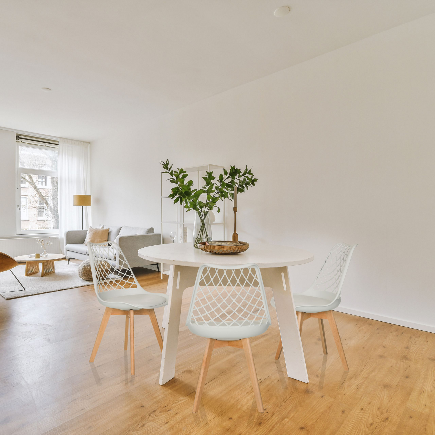 Hjh Living Scandi Hol Schalenstuhl Esszimmerstuhl Stuhl Weiß Holz Esszimmer B-Ware - 991202
