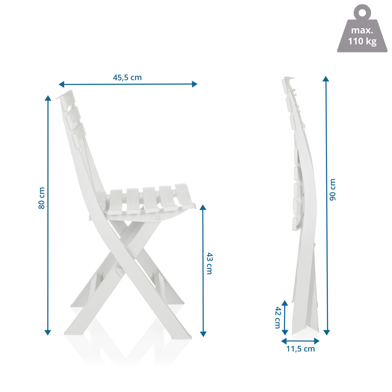 Hjh Living Travano Outdoor Stuhl Gartenstuhl Klappsitz Weiß Wetterfest B-Ware - 991205