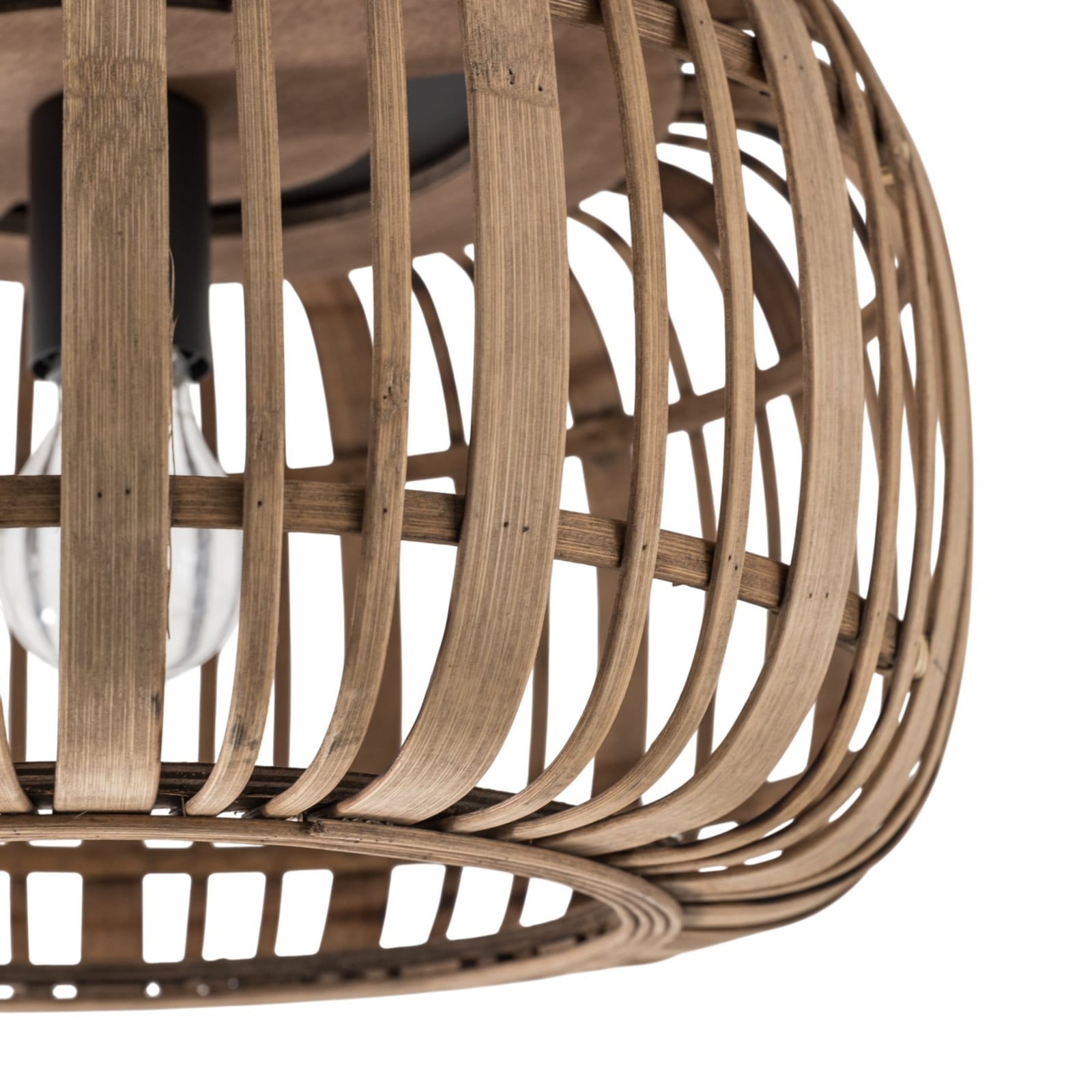 Lindby Deckenleuchte Canyana LED Hängeleuchte Lampe Rattan natur schwarz Ø40cm - 4251096596595