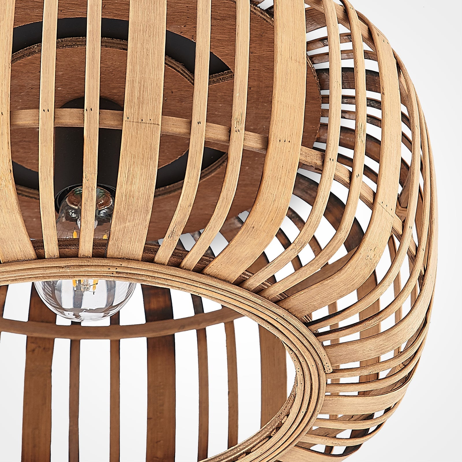 Lindby Deckenleuchte Canyana LED Hängeleuchte Lampe Rattan natur schwarz Ø40cm - 4251096596595