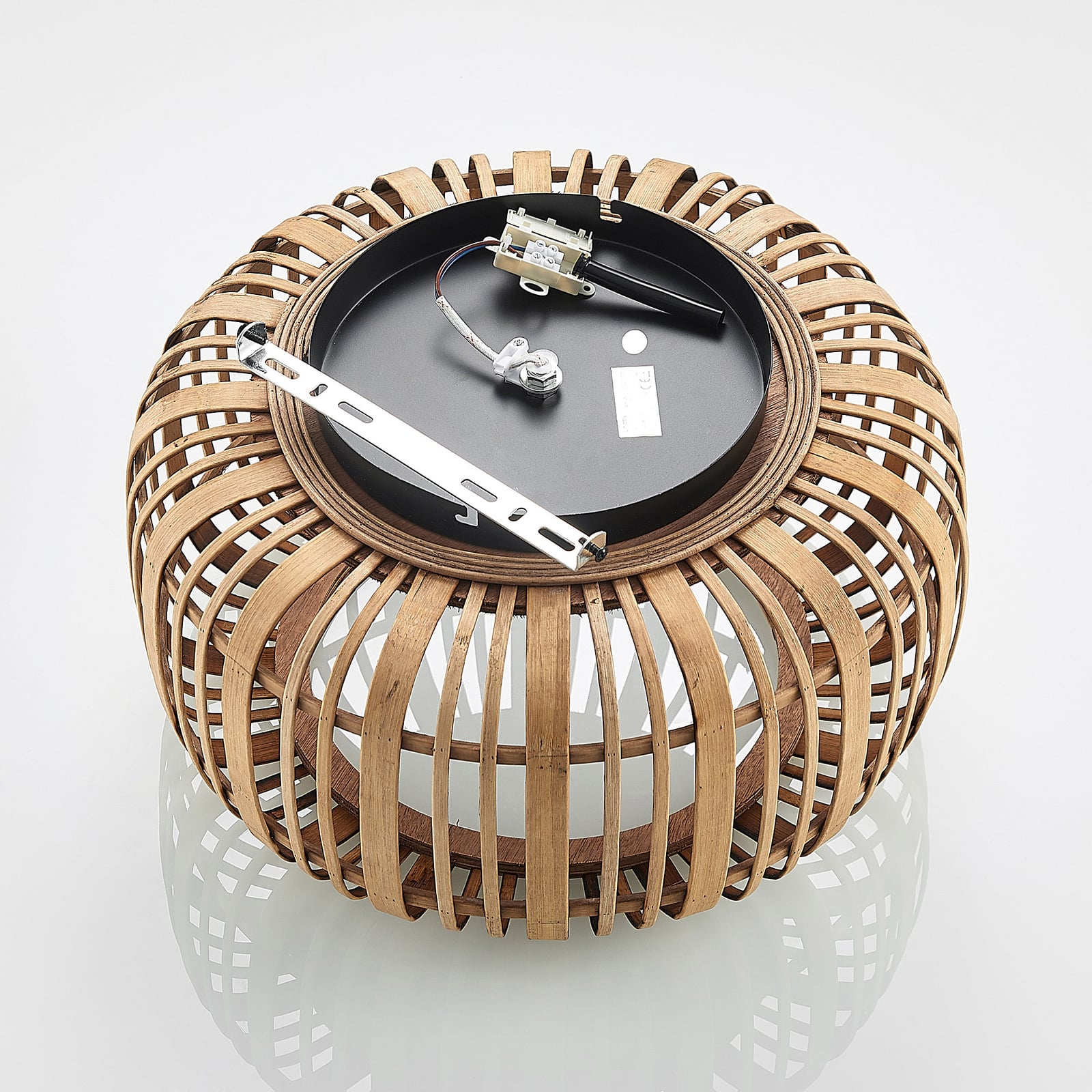 Lindby Deckenleuchte Canyana LED Hängeleuchte Lampe Rattan natur schwarz Ø40cm - 4251096596595