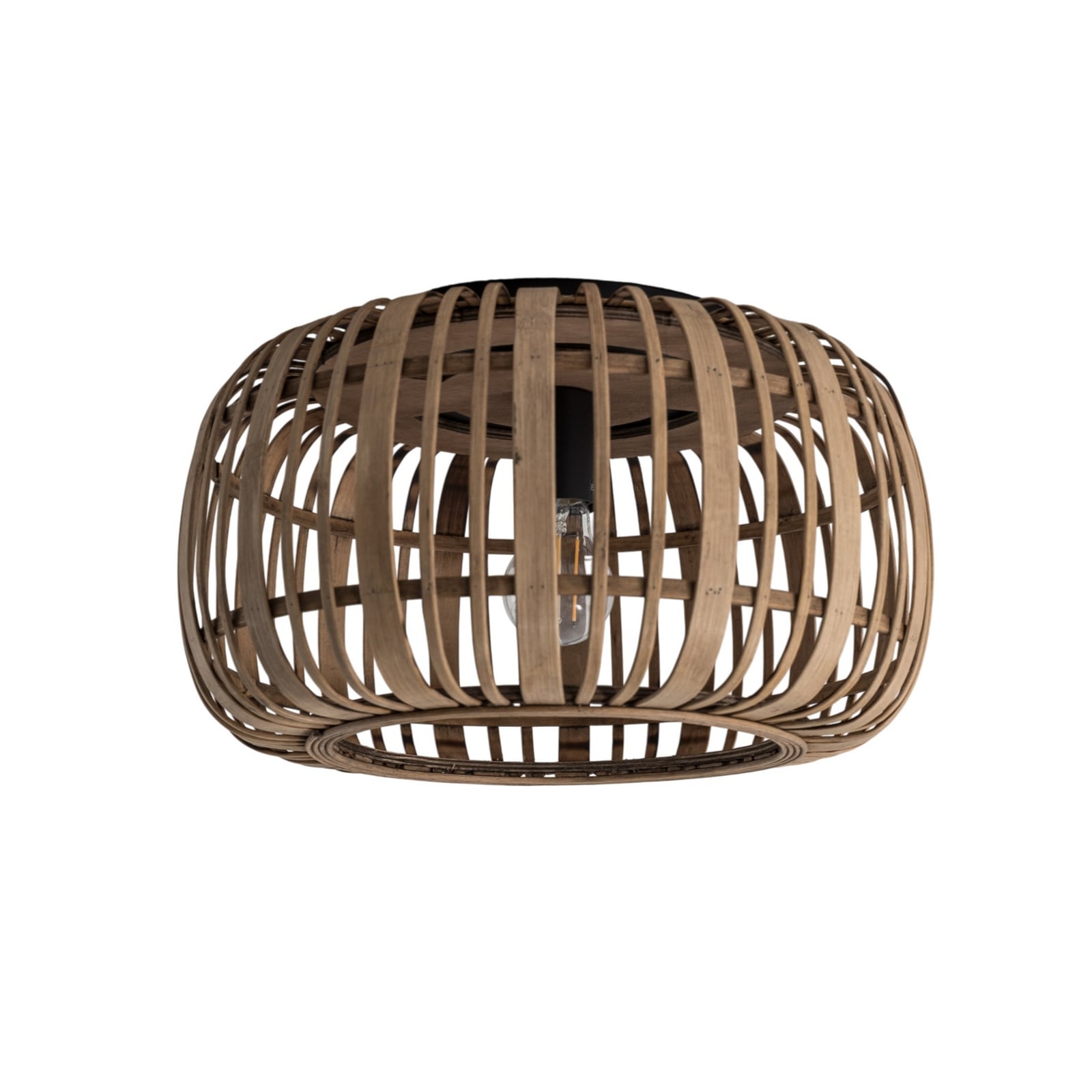 Lindby Deckenleuchte Canyana LED Hängeleuchte Lampe Rattan natur schwarz Ø40cm - 4251096596595