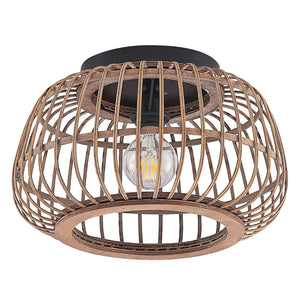 B-Ware Lindby Deckenleuchte Bominio LED Lampe Rattan dimmbar schwarz matt Ø40cm