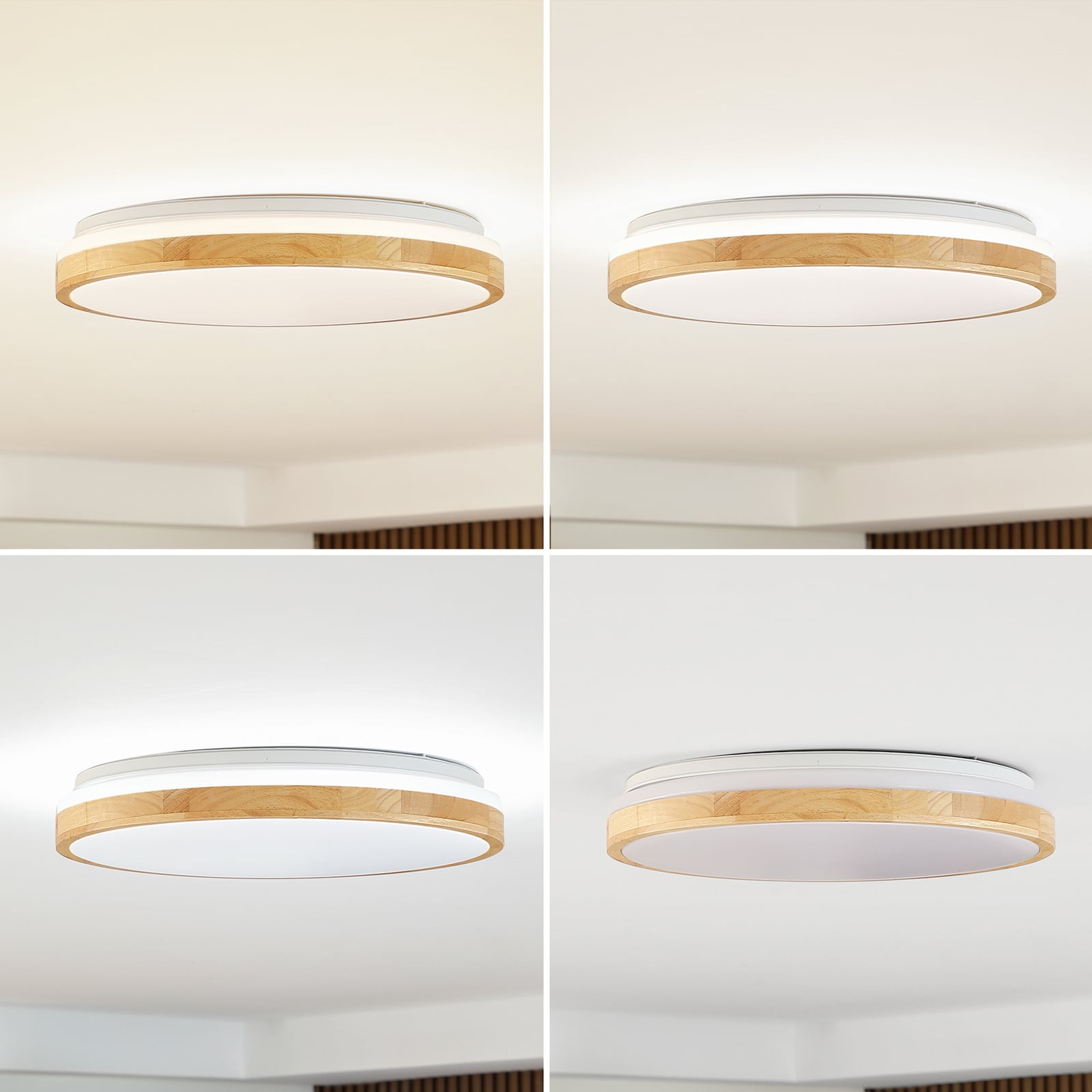 Lindby Deckenlampe Leuchte Emiva LED dimmbar Holz weiß Ø49cm CCT 30W 9cm - 4251911711967
