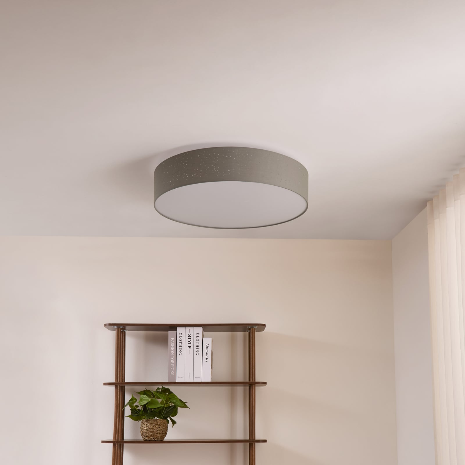 Lindby Deckenlampe Deckenleuchte Ellamina LED hellgrau Textil Wohnzimmerlampe - 4251096586596