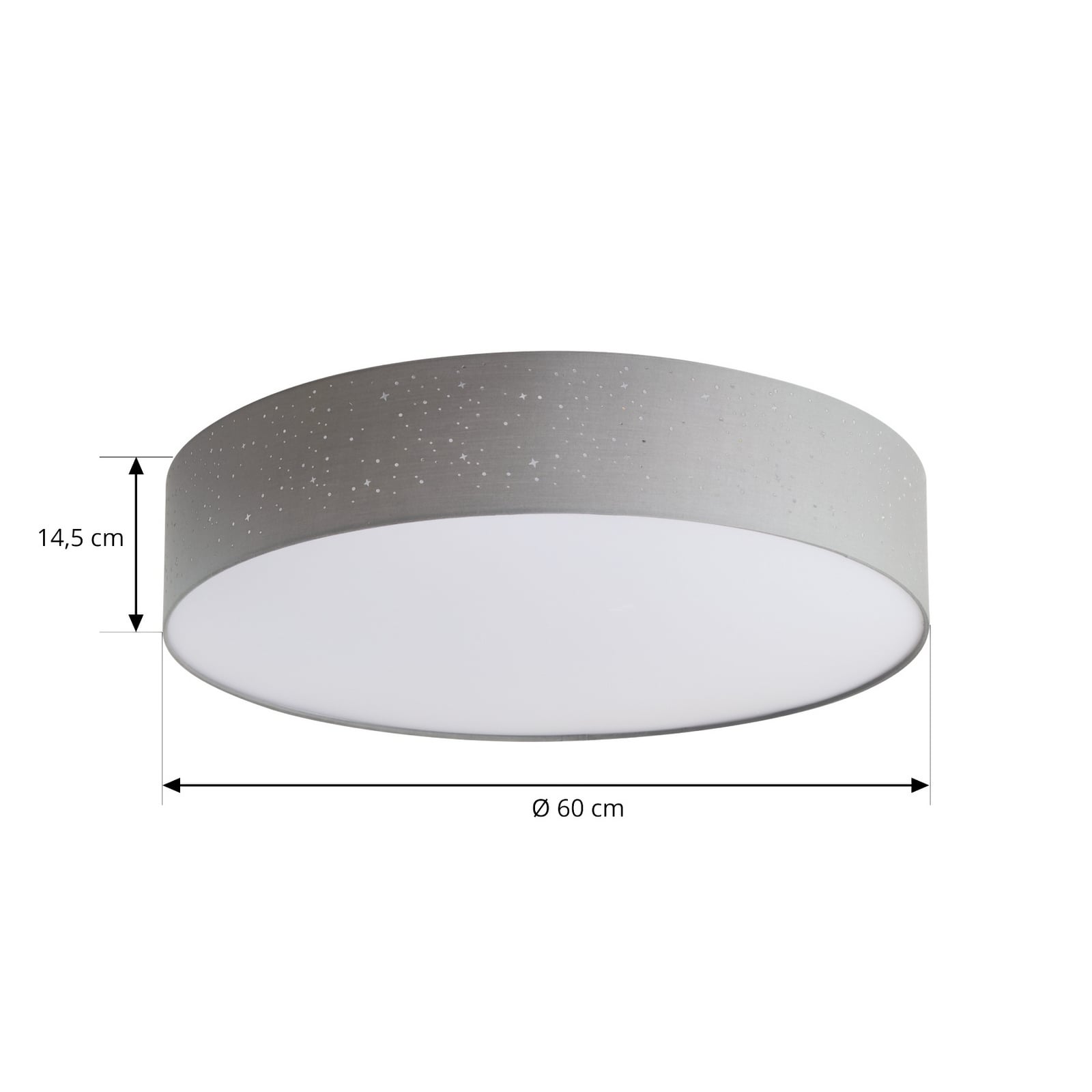 Lindby Deckenlampe Deckenleuchte Ellamina LED hellgrau Textil Wohnzimmerlampe - 4251096586596