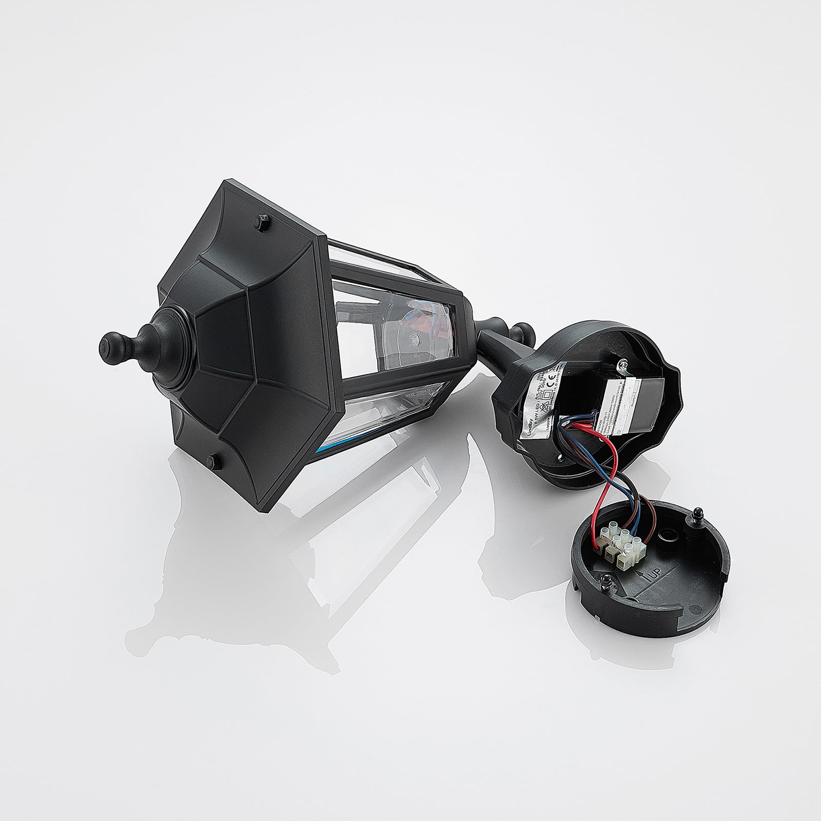 Lindby Außenwandleuchte Iavo LED Gartenlampe mit Bewegungsmelder schwarz 38cm - 4251096561296