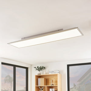 B-Ware Lindby LED-Panel Stenley dimmbar CCT 3000K-6500K Leuchte 120x30cm silber weiß