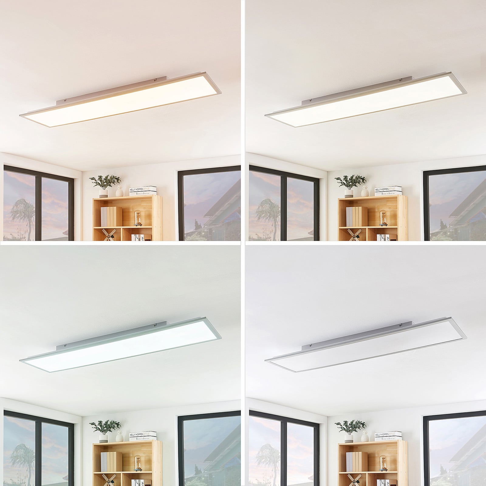 Lindby LED-Panel Stenley dimmbar CCT 3000K-6500K Leuchte 120x30cm silber weiß - 4251096571585