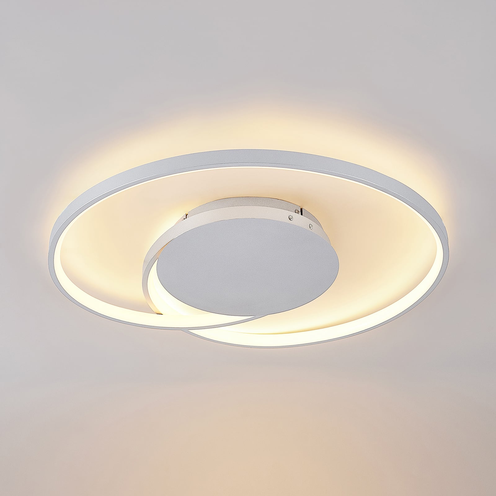 Lucande Deckenlampe Hängeleuchte Enesa LED dimmbar CCT Fernbedienung silber - 4251096596564