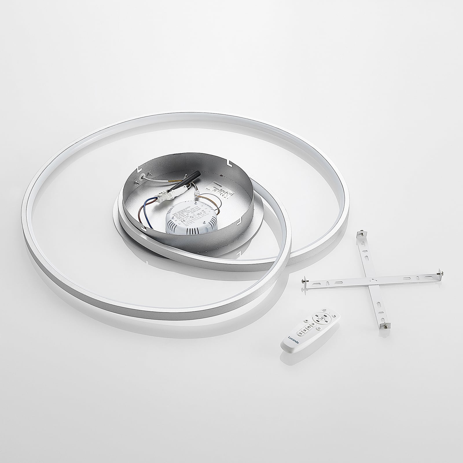 Lucande Deckenlampe Hängeleuchte Enesa LED dimmbar CCT Fernbedienung silber - 4251096596564
