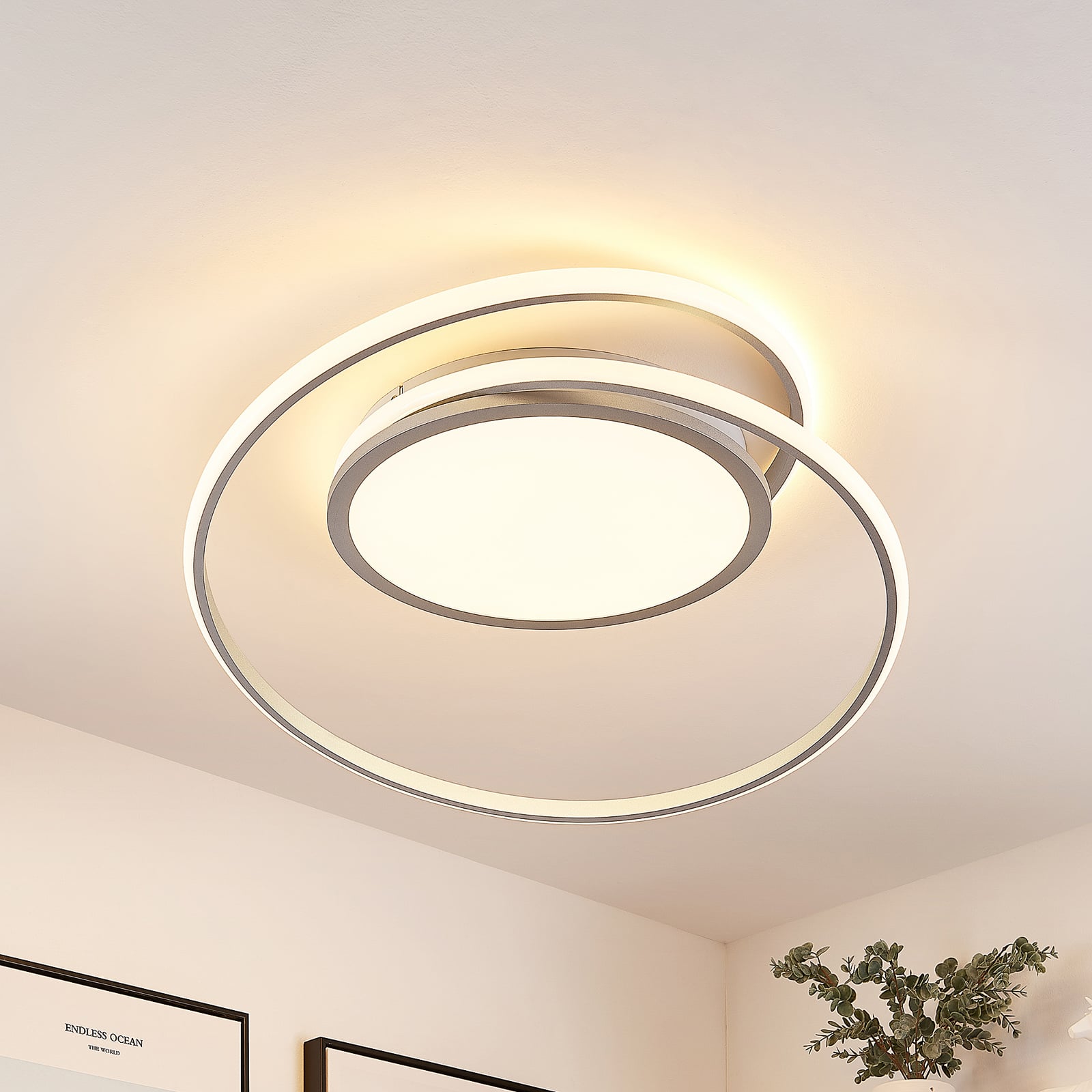 Lucande Deckenlampe Deckenleuchte Noud LED Lampe dimmbar silber Ø40cm - 4251096597660