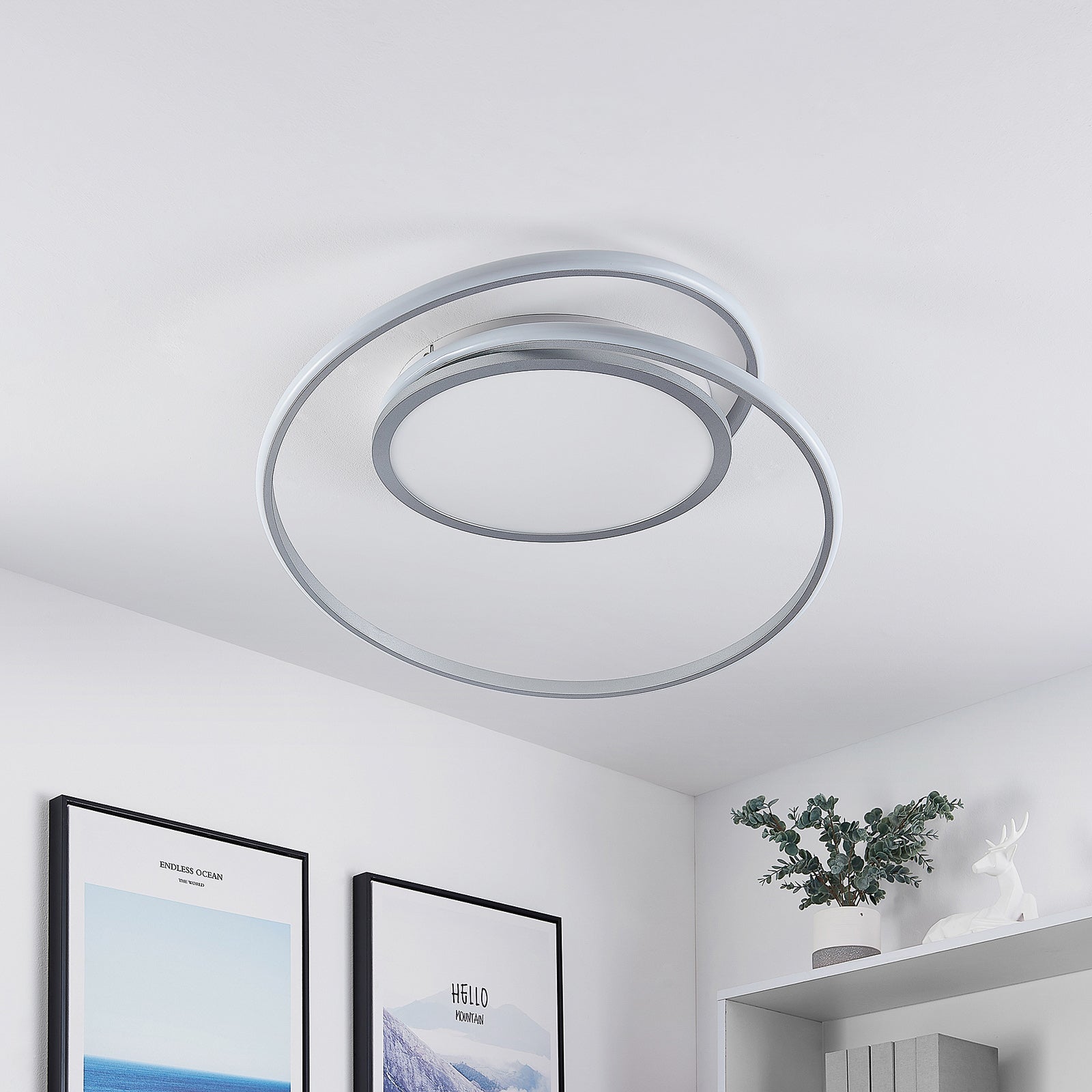 Lucande Deckenlampe Deckenleuchte Noud LED Lampe dimmbar silber Ø40cm - 4251096597660