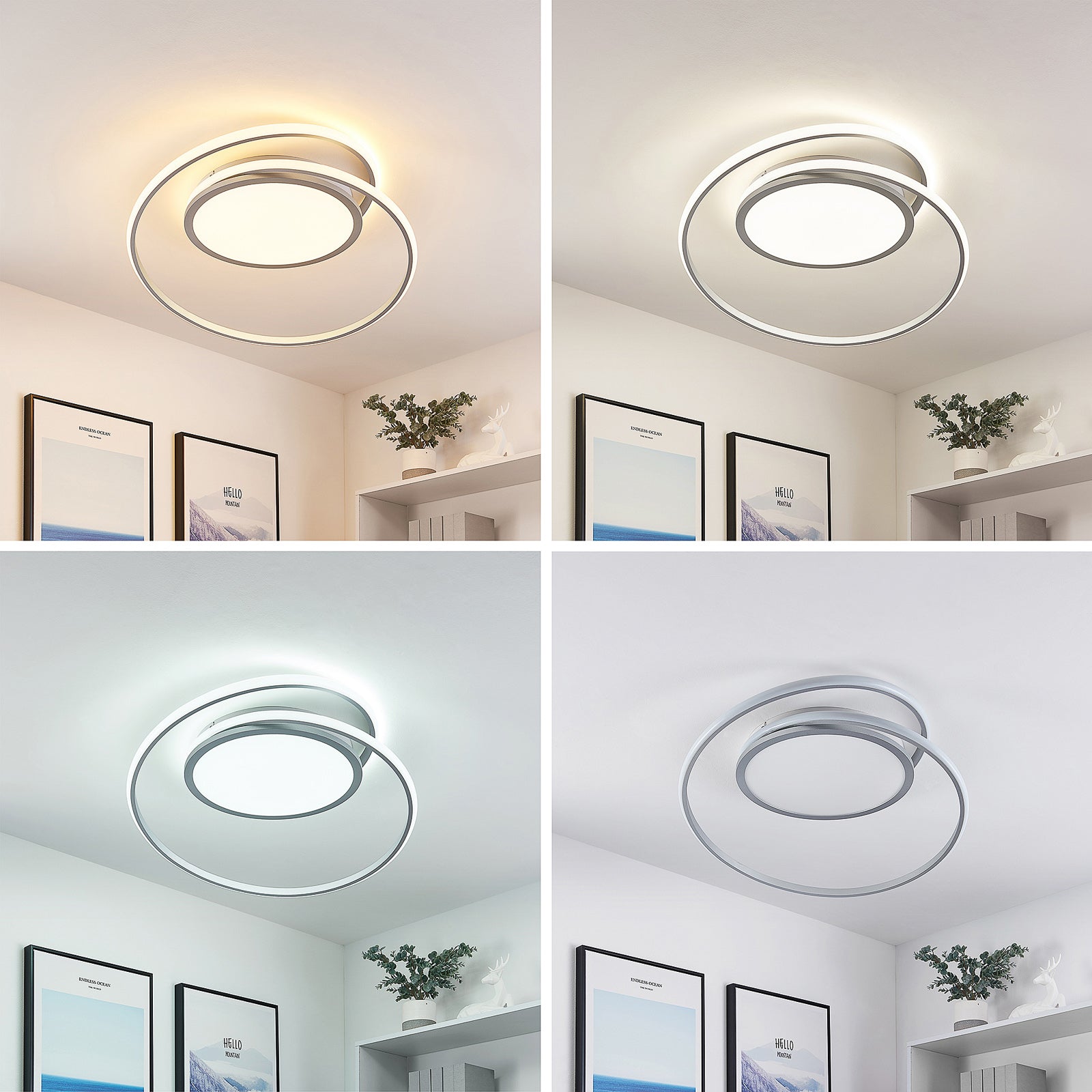 Lucande Deckenlampe Deckenleuchte Noud LED Lampe dimmbar silber Ø40cm - 4251096597660