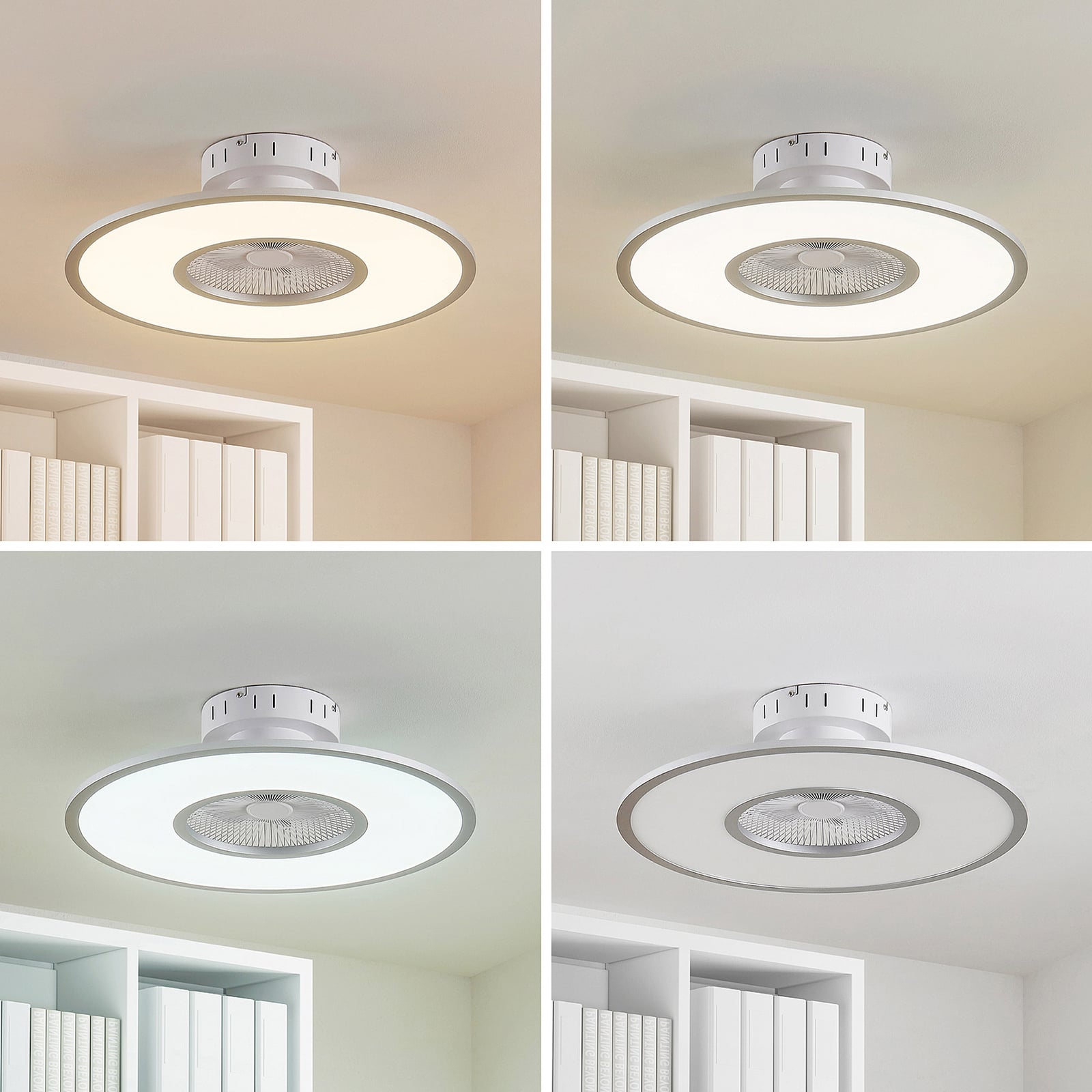 Lindby Deckenventilator Romea LED Ventilator Lampe dimmbar silber Ø60cm 16,5cm - 4251911750270