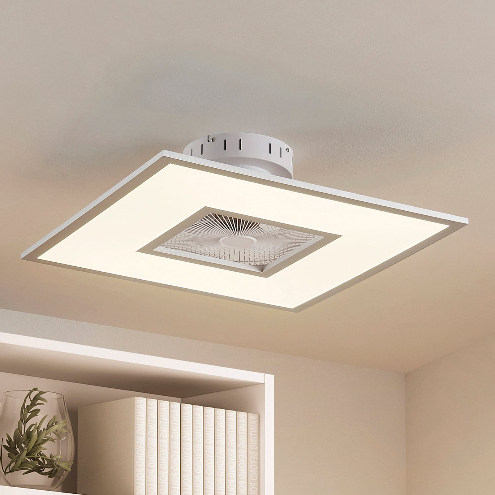 Lindby Deckenventilator Romea eckig LED Ventilator Lampe dimmbar silber 60cm - 4251911750287