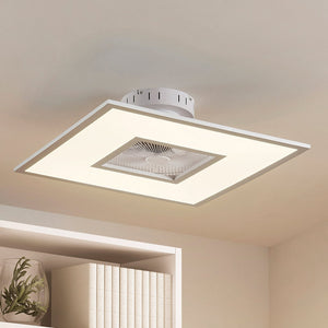 B-Ware Lindby Deckenventilator Romea eckig LED Ventilator Lampe dimmbar silber 60cm