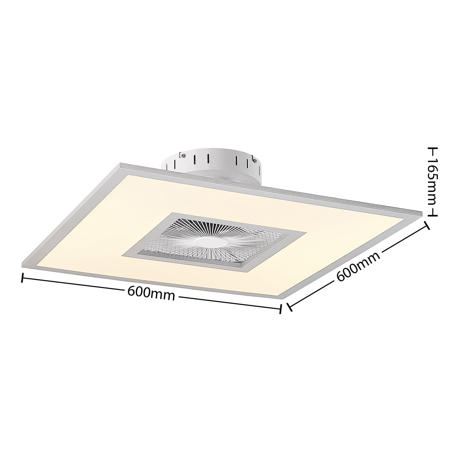Lindby Deckenventilator Romea eckig LED Ventilator Lampe dimmbar silber 60cm - 4251911750287