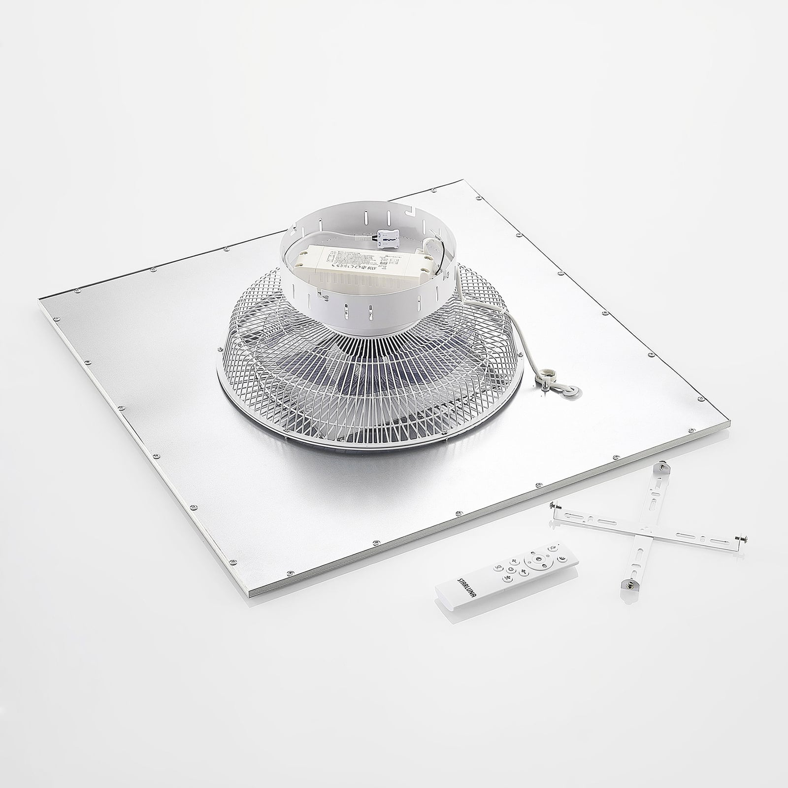 Lindby Deckenventilator Romea eckig LED Ventilator Lampe dimmbar silber 60cm - 4251911750287