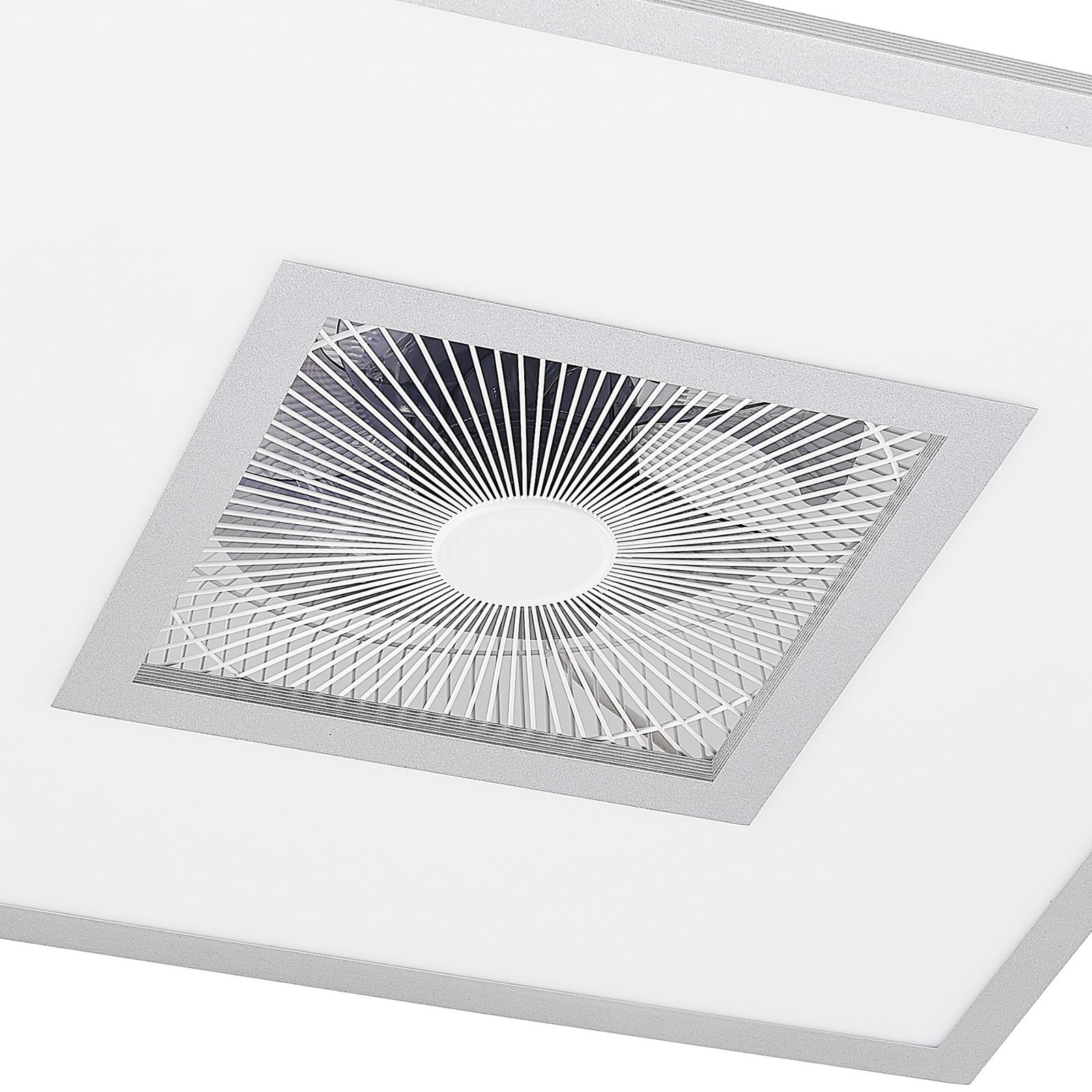 Lindby Deckenventilator Romea eckig LED Ventilator Lampe dimmbar silber 60cm - 4251911750287