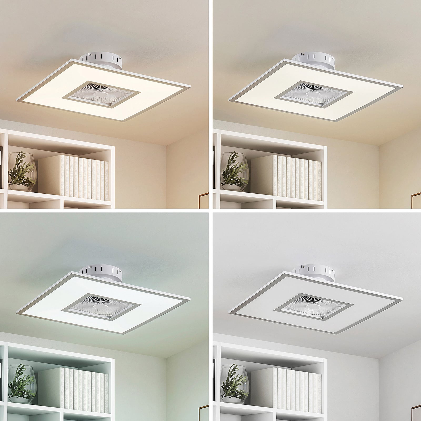 Lindby Deckenventilator Romea eckig LED Ventilator Lampe dimmbar silber 60cm - 4251911750287