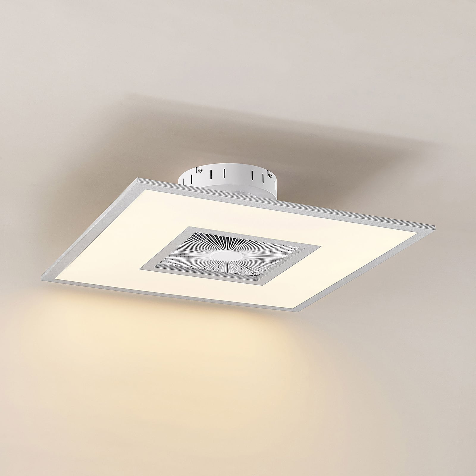 Lindby Deckenventilator Romea eckig LED Ventilator Lampe dimmbar silber 60cm - 4251911750287