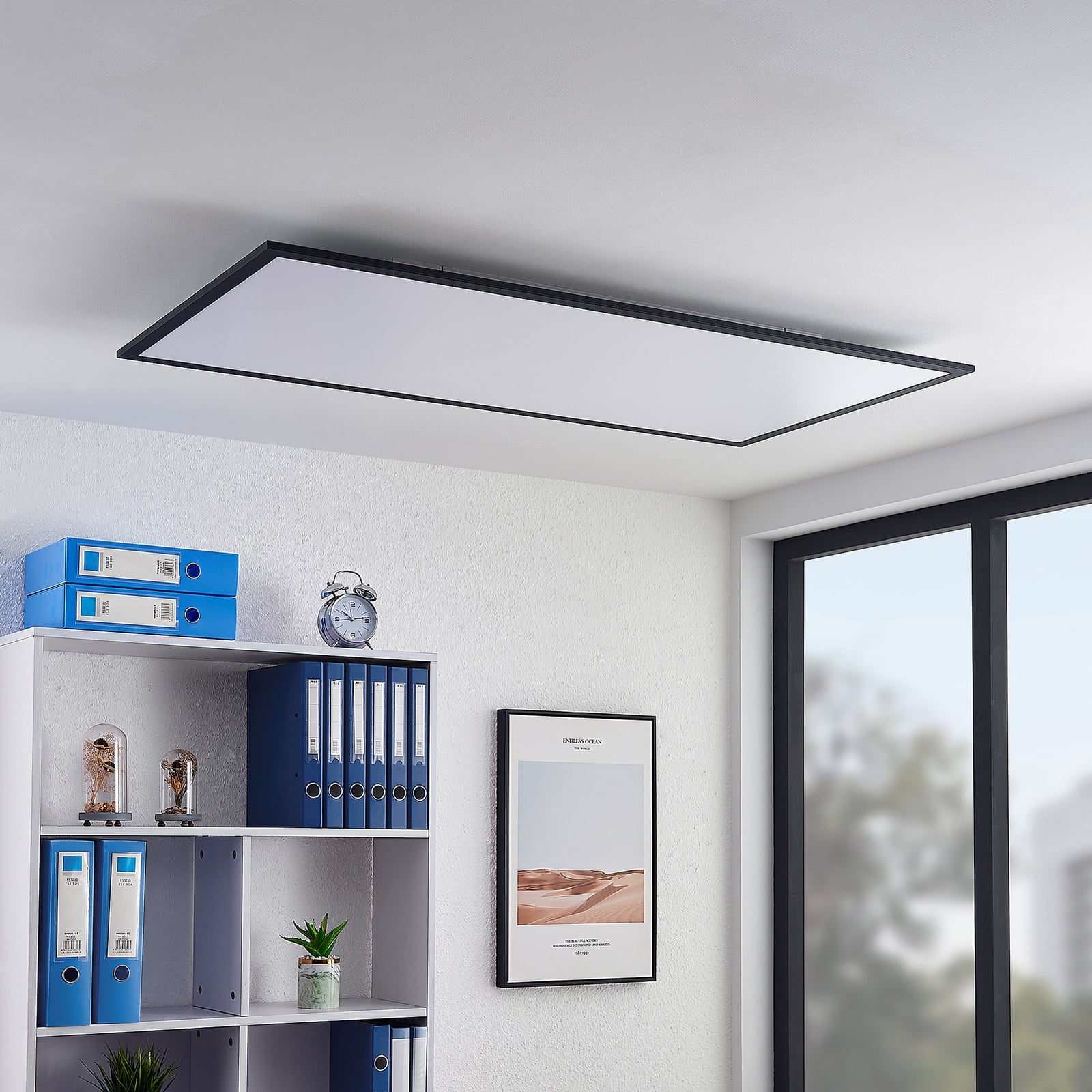 Lindby Deckenleuchte Nelios LED Lampe Leuchte schwarz 120x60cm 4000K IP20 72W - 4251911738674