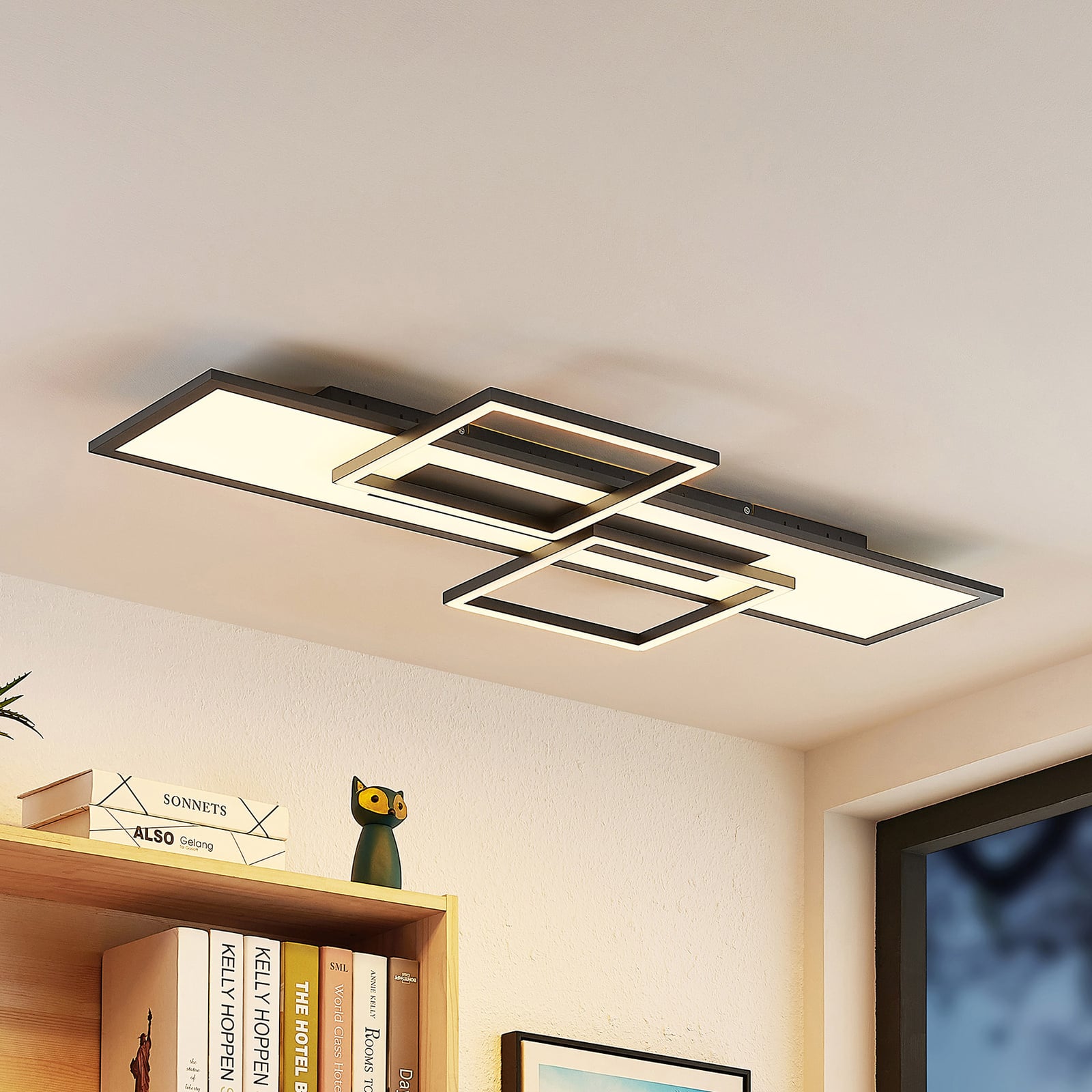 Lucande Narumi LED-Deckenlampe CCT 110cm schwarz dimmbar 2100lm 45W - 4251911730524