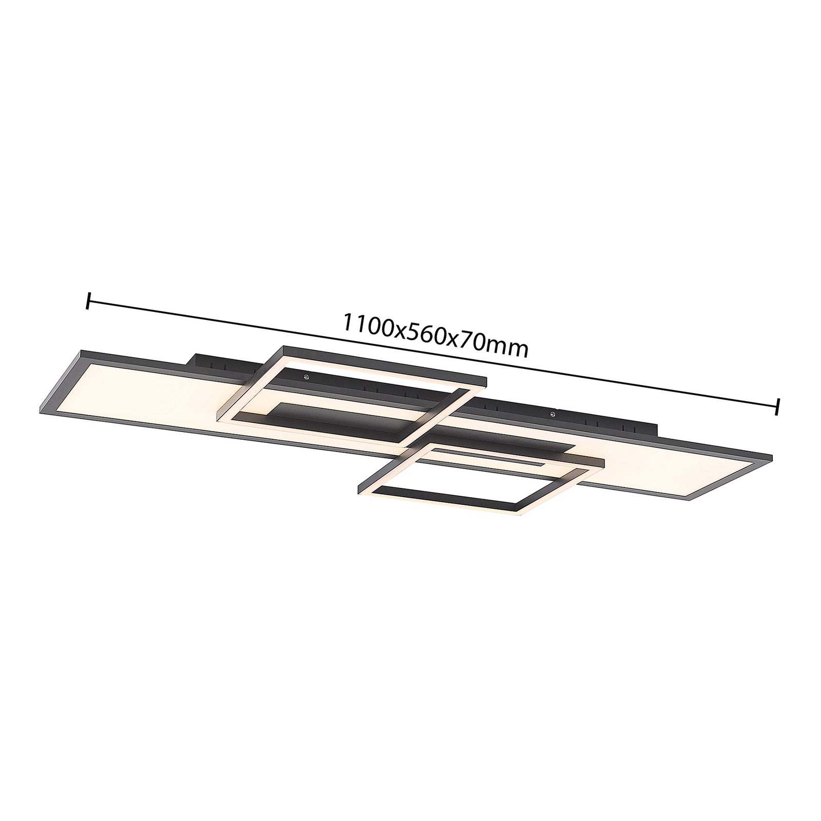 Lucande Narumi LED-Deckenlampe CCT 110cm schwarz dimmbar 2100lm 45W - 4251911730524